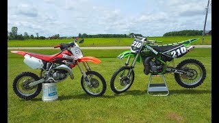 Kawasaki Kx 100 vs Honda Cr 85 [upl. by Greenland208]