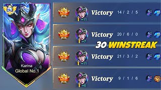 TOP 1 GLOBAL KARINA 1 HIT BUILD AUTO WIN STREAK karina best build 2023 MLBB [upl. by Bevin]