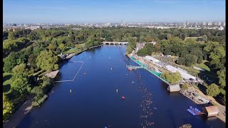 Swim Serpentine 6000 Swimmers brave Hyde Parks lido this Saturday UK 14Sep2024 [upl. by Adroj]