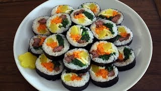 How to make gimbap aka kimbap 김밥 [upl. by Aushoj]