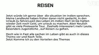 B1 Sprechen Teil 2  Reisen  Deutsch B1 Sprechen Teil 2 Thema [upl. by Hettie421]