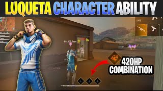 Luqueta character ability  Free Fire Luqueta skill full details [upl. by Dajma]