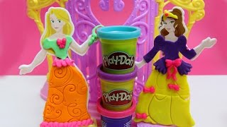 Play Doh Design a Dress Boutique Playset Disney Belle Rapunzel Prettiest Princess Playdough [upl. by Wade]