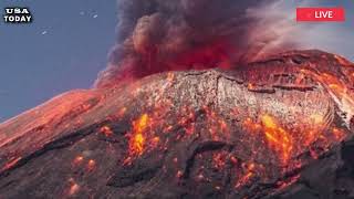 Horrible today A volcano on the Galapagos Islands eruptedspewing lava 100 meters high into the sky [upl. by Hiller]