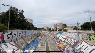 From Rives du Lez to Corum Montpellier France Walking tour City River Street art and graffiti [upl. by Ocicnarf]