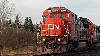 Low Quality Iron Range Railfanning FT CN Standard cabs and BampLE unit [upl. by Park789]