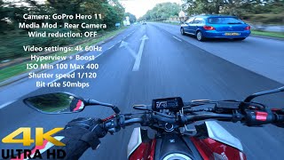 Honda CB125R  GoPro Hero 11  Media Mod  Motorcycle Wind Test  4k Ultra HD [upl. by Irene]