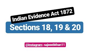 Sections 18 19 amp 20 Indian Evidence Act 1872 [upl. by Nnaul]