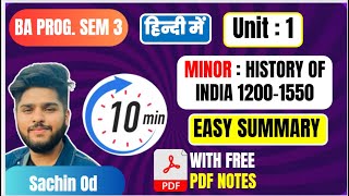 History of India 12001550 minor in Hindi medium sem 3 ba program unit 1 summary [upl. by Forest]