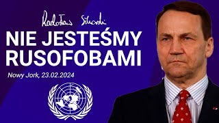 Radosław Sikorski bezlitosny dla ambasadora Rosji Wystąpienie w ONZ 23022024 [upl. by Silecara]