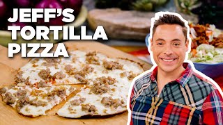 Crispy Tortilla Pizza with Jeff Mauro  The Kitchen  Food Network [upl. by Aciretehs]