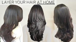 HOW I CUT AND LAYER MY HAIR AT HOME Long layers » diy long layers haircut [upl. by Adora]