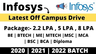 Infosys Off Campus Drive  2020  2021  2022 BATCH Eligible  Many Courses Eligible  Latest Jobs [upl. by Fifi3]