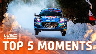 Top 5 Moments  WRC Rally Sweden 2023 [upl. by Nipsirc]