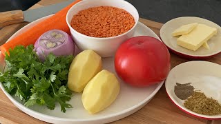 شوربة العدس بالخضار Lentil soup with vegetables [upl. by Dyal]