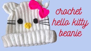 crochet hello kitty beanie tutorial [upl. by Seavey]