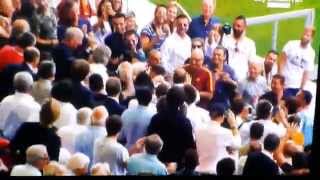 Roma Cagliari  21092014 Gol di Florenzi che corre in tribuna ad abbracciare la nonna [upl. by Gnagflow]