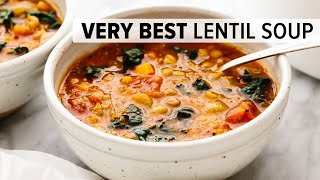 VERY BEST LENTIL SOUP  vegetarian onepot lentil soup recipe [upl. by Anaitit]