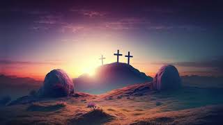 Three Crosses On Mountainside Rocky Hill Under Beautiful Sunrise Sky 4K Christian Worship Background [upl. by Onil]