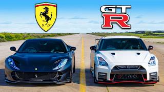 Ferrari V12 vs NISMO V6 DRAG RACE [upl. by Jacquet]