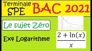 Terminale Spé Maths sujet ZERO  BAC 2021 ex4 Logarithme Choix A sujet zéro [upl. by Ynnig]