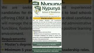 Vacancy for PRINCIPAL in Nypunya School Excellence job [upl. by Staten]