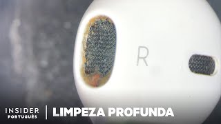 Limpeza Profissional De AirPods  Limpeza Profunda  Insider Português [upl. by Ahseital]