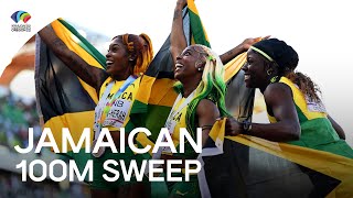 ShellyAnn FraserPryce leads Jamaican 100m sweep 🇯🇲  World Athletics Championships Oregon 22 [upl. by Caye]