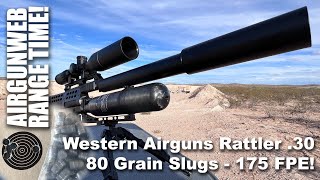 Western Airguns Rattler 30 SemiAuto Big Bore Airgun  80 grain slugs shoot how hard [upl. by Lyram23]