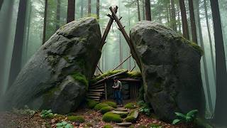 A Man with a Dog go to Survive in the Forest Between Rocks  Start to Finish PaddysBushcraft [upl. by Coucher923]