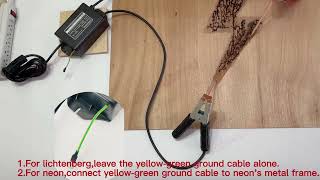 Do with yellow green ground cable of neon sign transformer lichtenberg machine [upl. by Macdermot62]