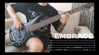 Korn  Embrace Bass Cover  TABS ON SCREEN [upl. by Nerhtak]