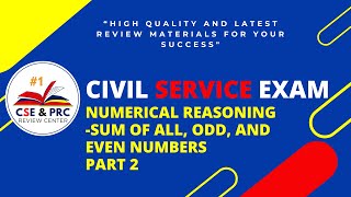 Civil Service Exam Drill for 2024 NUMERICAL REASONING SUM OF ALL ODD AND EVEN NUMBERS Part 2 [upl. by Jari]