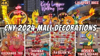 CNY 2024 Kuala Lumpur Mall Deco Tour  5 malls 1 day  VelocityTRXPavilionBTSLalaport 4K [upl. by Sioled]