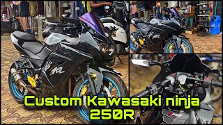 CUSTOM KAWASAKI NINJA 250R  FULL MODIFIED NINJA 250R EXHAUSTHEADLIGHT FOG LIGHT AND WINGS MIRROR [upl. by Petua]