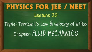 20 Torricellis Law amp velocity of efflux [upl. by Keenan938]