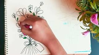 flower drawing and colouringsign pen drawing [upl. by Hilar799]