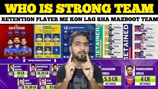 IPL RETAIN PLAYER REVIEW  KON SI TEAM LAG RHI STRONG 💪 IPL AUCTION ME KYA HOGA AB [upl. by Searle]