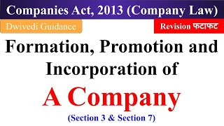 Formation of a Company Incorporation of a company Promotion of a company Company law bcom [upl. by Yhtomot]