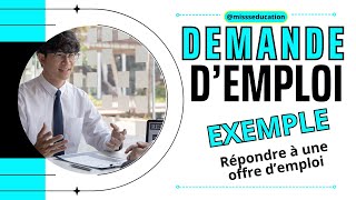 EXEMPLE MODELE LETTRE DE DEMANDE DEMPLOI TRAVAILCANDIDATURE  REPONDRE A UNE OFFRE DEMPLOI [upl. by Penny]