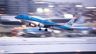 SNEEUW Schiphol eerste vluchten vertrekken na sneeuwvrij maken landingsbaan [upl. by Namolos193]