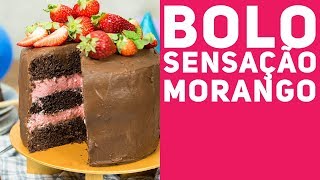 BOLO SENSAÇÃO DE MORANGO de Aniversário do canal  Receitas de Minuto 335 [upl. by Ajiak988]