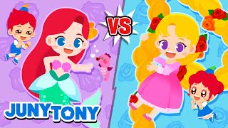 La Sirenita vs Rapunzel  ¿Cuál es la Mejor Princesa  Canciones Infantiles  JunyTony en español [upl. by Halpern]