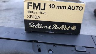 10mm Auto 10x25mm 180gr FMJ SB10A Sellier and Bellot Velocity Test [upl. by Goddard]