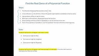 Steps to Find Zeros of Polynomial Function [upl. by Ahsekram]