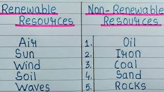 Renewable resources and NonRenewable resourcesin english examples [upl. by Strong]