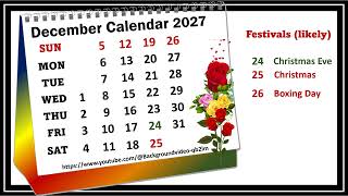 December Calendar 2027 decembercalender2027 [upl. by Christenson]