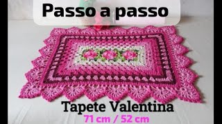 passoapasso Tapete Valentina 🩷 tapete famosinho rentagular 😍 passoapassodecroche tutorial [upl. by Anauqed]