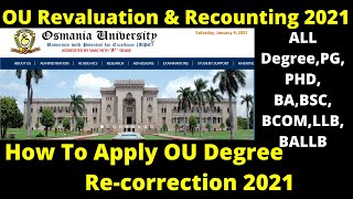 OU Degree Revaluation amp Recounting 2021 How To Apply For Revaluation amp Recounting In OU [upl. by Nylodnarb]