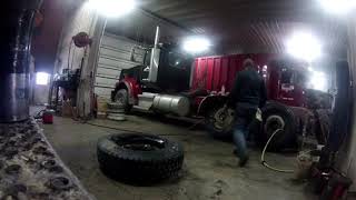 Mounting 11rx245 tires to go on a Kenworth C500 [upl. by Enineg]